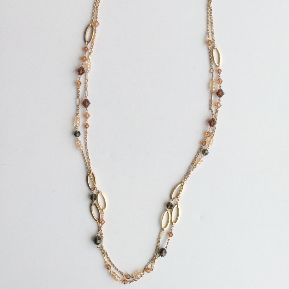 Givenchy  Gold & Crystal  Bead Station Necklace.